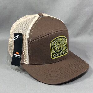 Pukka Bacchus Pub Snapback Hat Cap Bozeman Montana Trucker Mesh Brown USA Mens